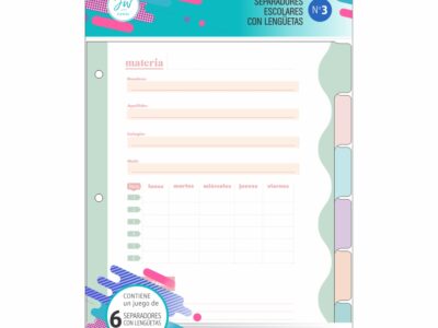 Separador FW Escolar con lengüeta pastel