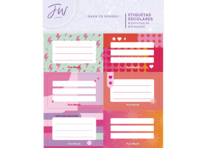Etiquetas Fun World escolares colorblock