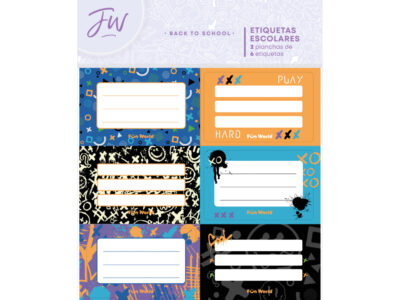 Etiquetas Fun World escolares cool