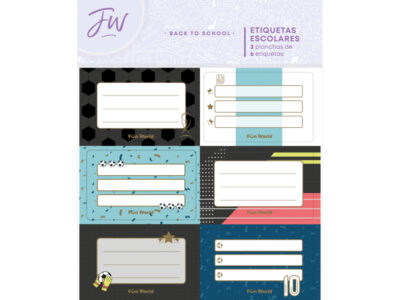 Etiquetas Fun World escolares fanatic