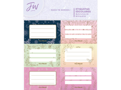 Etiquetas Fun World escolares minimal