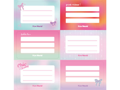 Etiquetas Fun World Escolares Pastel