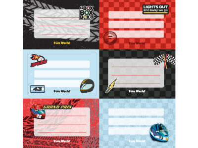 Etiquetas Fun World Escolares Race